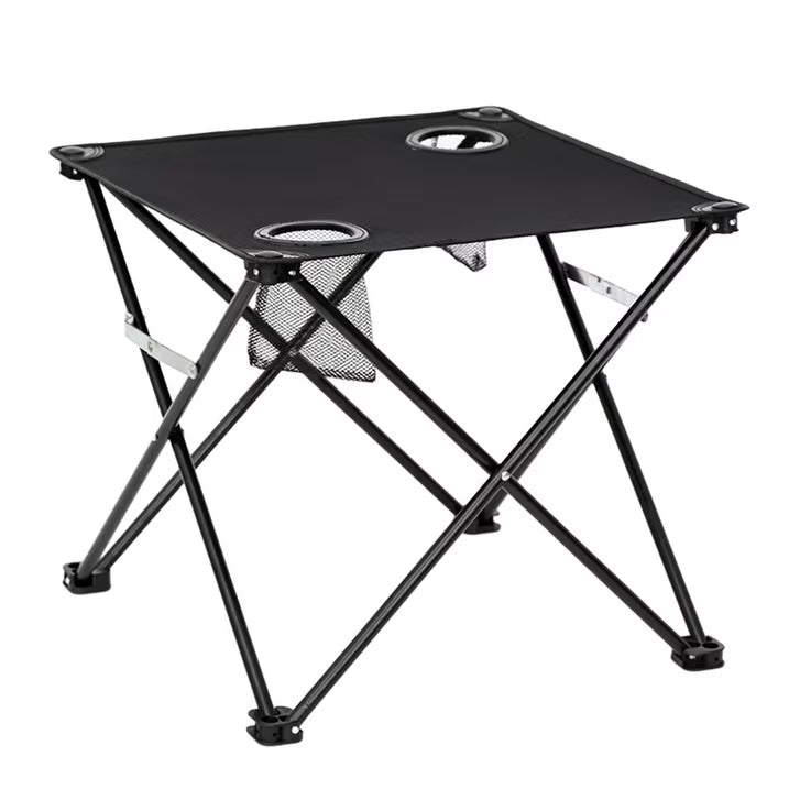Folding Camping Table, Beach Table Lightweight Folding Tail Table with 2 Cup Holders and Handbag Suitable for Camping Beach Fishing Bonfire and Picnic