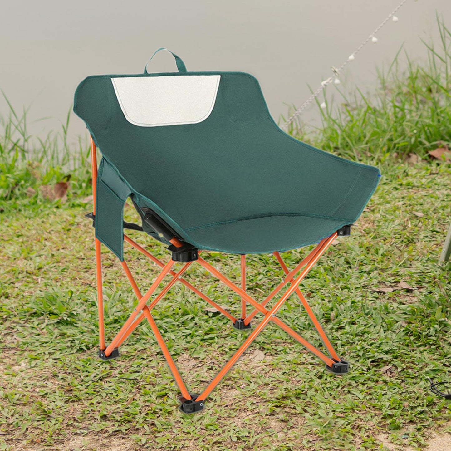 Compact Camping Chairs Portable Folding for Outside with Carry Bag Lightweight Moon Chairs for Travel Picnic Hiking Beach Fishing, 600D Oxford, Supports 330lbs(Khaki, Black)