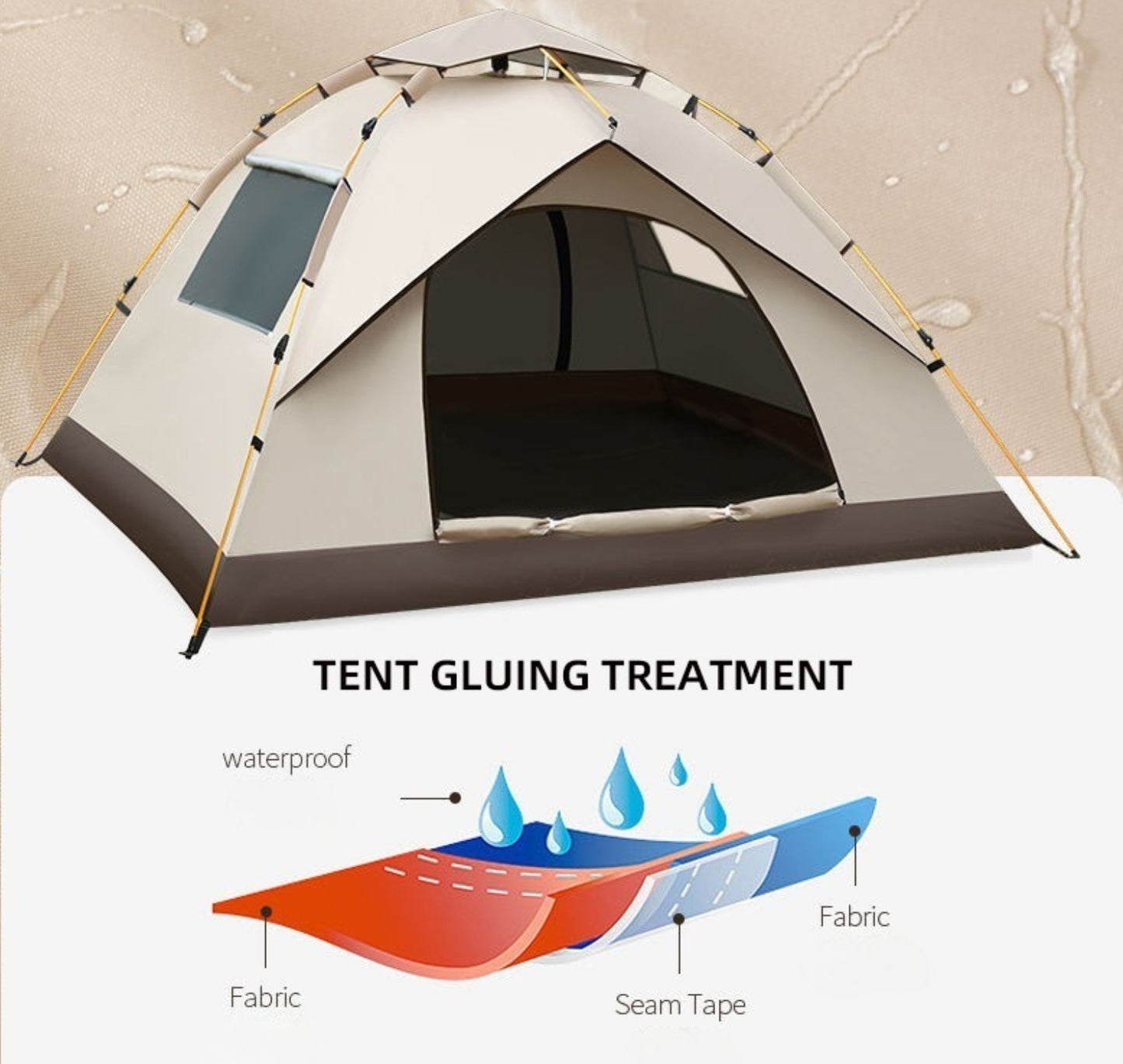 2 Person Tent for Camping, Instant Pop Up Camping Tent with Screen Porch, Family Tent for Outdoor/Hiking/Traveling, with Tote Bag, Camp Dome