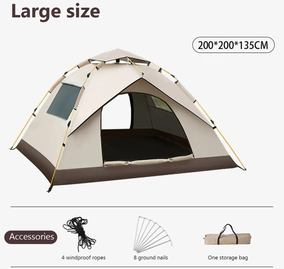 2 Person Tent for Camping, Instant Pop Up Camping Tent with Screen Porch, Family Tent for Outdoor/Hiking/Traveling, with Tote Bag, Camp Dome
