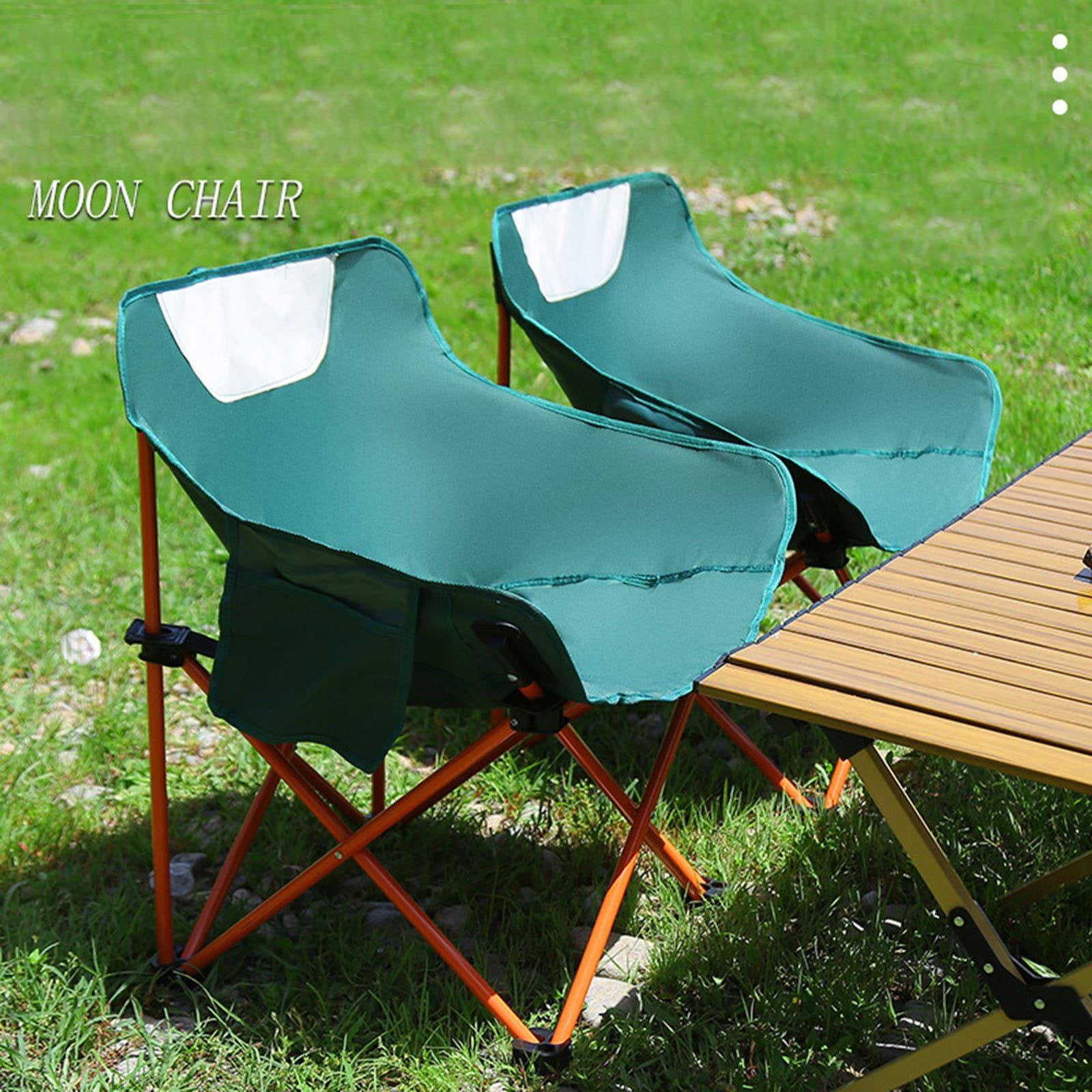 Compact Camping Chairs Portable Folding for Outside with Carry Bag Lightweight Moon Chairs for Travel Picnic Hiking Beach Fishing, 600D Oxford, Supports 330lbs(Khaki, Black)