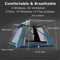 Camping Tent, 4-6 Person Family Tent Instant Easy Set up Tent with Carry Bag, Waterproof Windproof Pop Up Tent for Camping, Hiking, Mountaineering, Multi Color