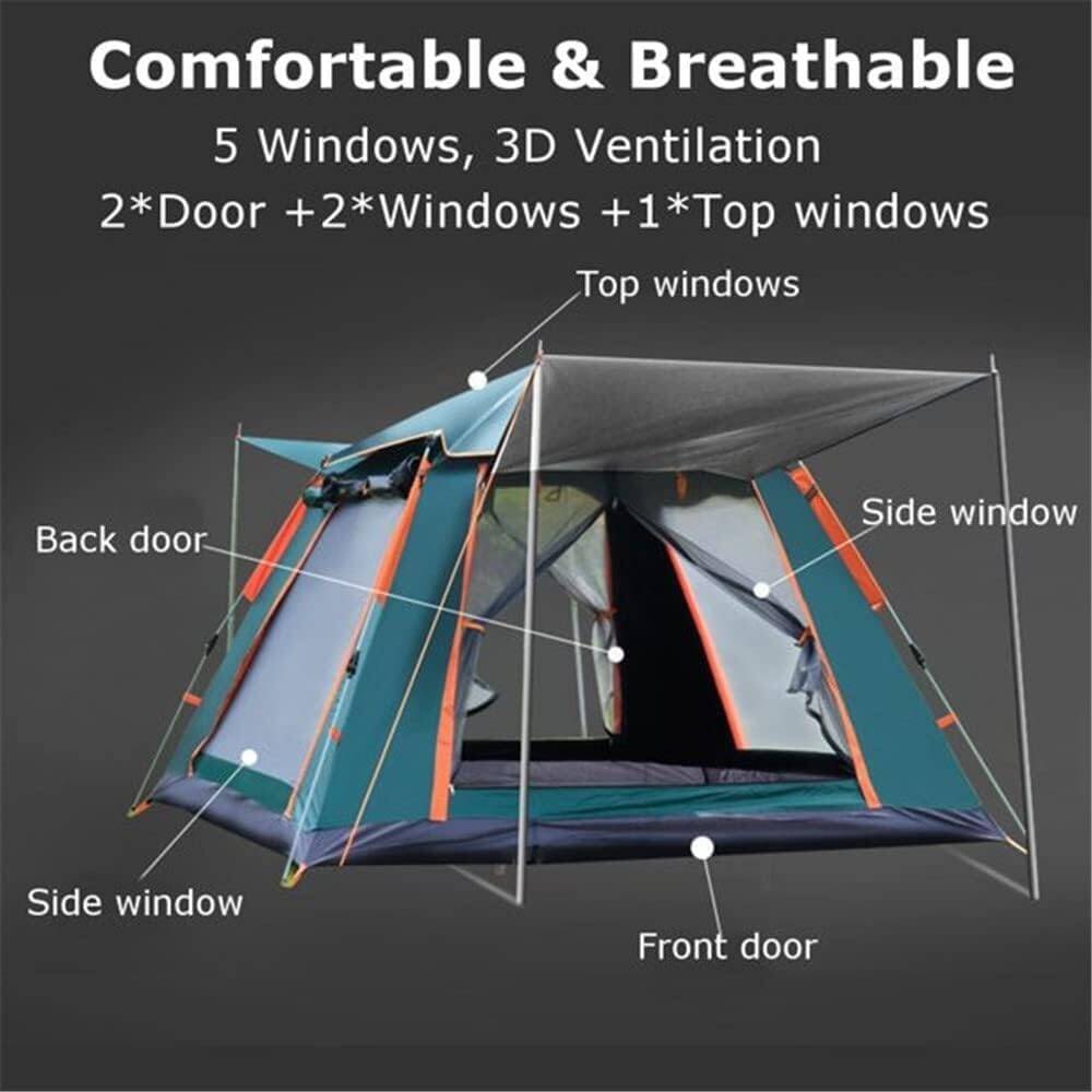 Camping Tent, 4-6 Person Family Tent Instant Easy Set up Tent with Carry Bag, Waterproof Windproof Pop Up Tent for Camping, Hiking, Mountaineering, Multi Color