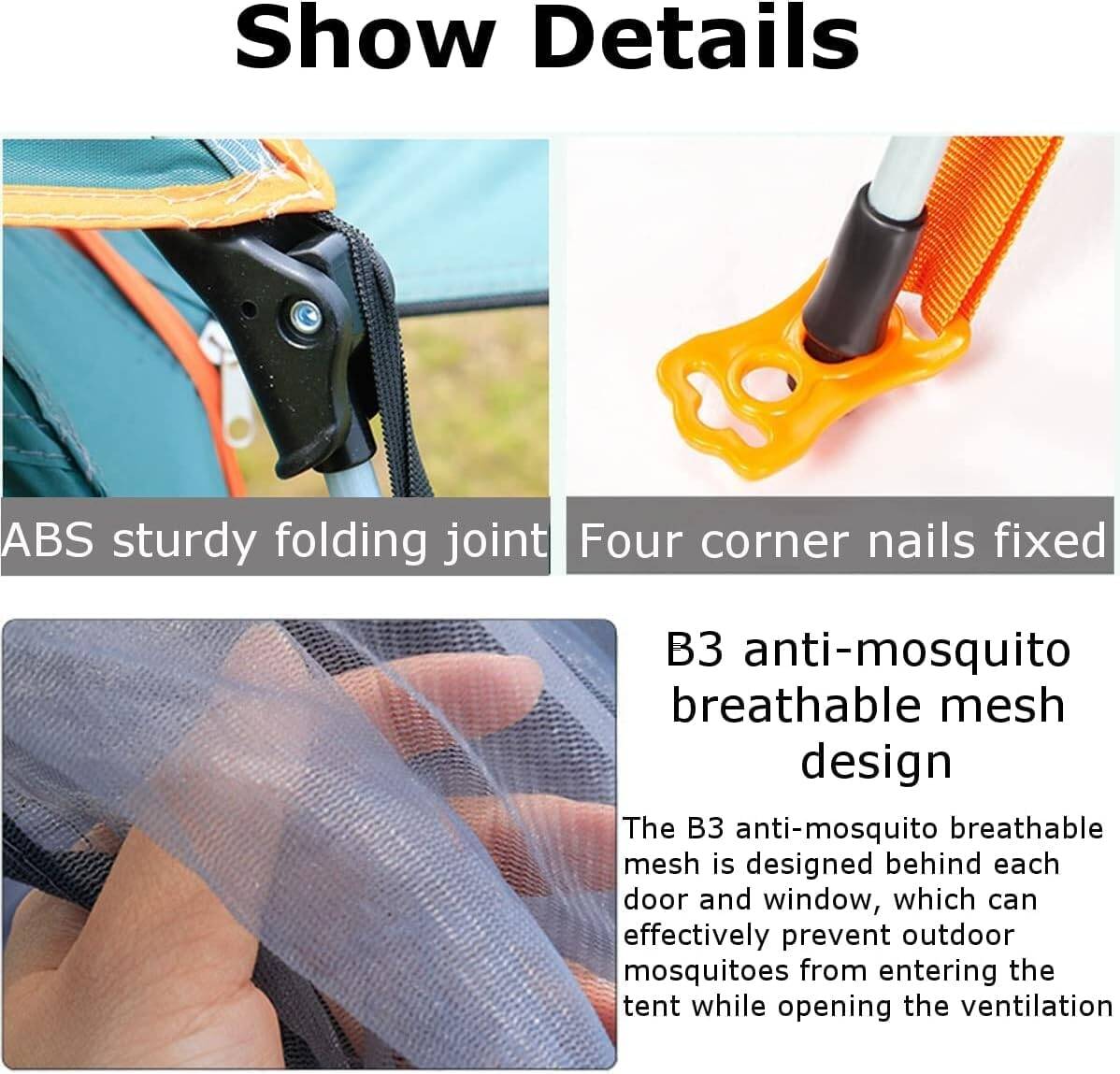 Camping Tent, 4-6 Person Family Tent Instant Easy Set up Tent with Carry Bag, Waterproof Windproof Pop Up Tent for Camping, Hiking, Mountaineering, Multi Color